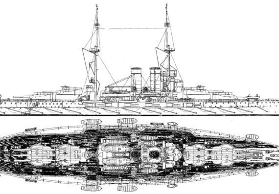 Боевой корабль KuK Viribus Unitis 1912 [Battleship] - чертежи, габариты, рисунки